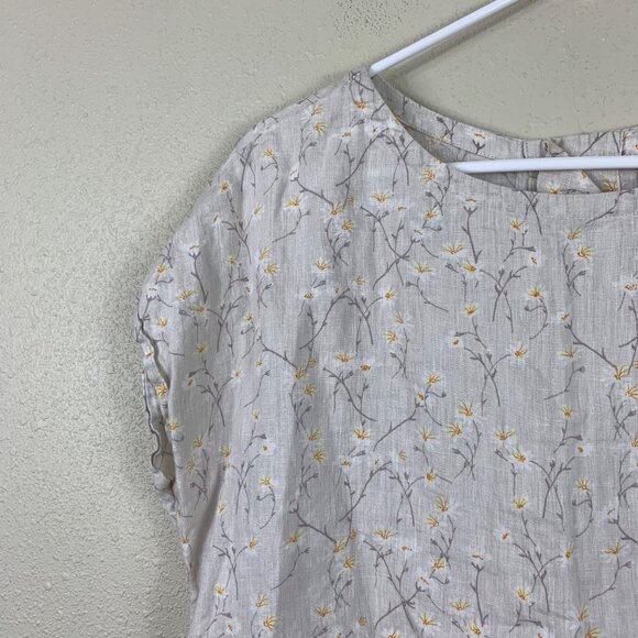 Cynthia Rowley Boxy 100% Linen Sleeveless Floral Top Size Small - Picture 2 of 7